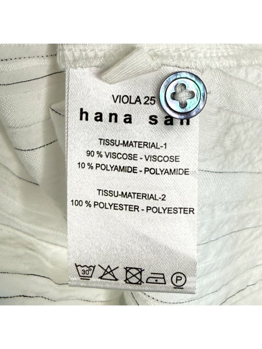 Hana San White Striped Button-Up Shirt, 38 - Picture 8 of 9